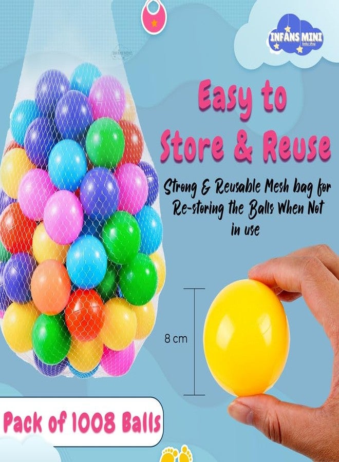 Infans Mini كرات بلاستيكية ناعمة للأطفال من إنفانز، مقاس 8 سم، مناسبة لحمامات السباحة والمحيطات، بدون حواف حادة، مصنوعة من بلاستيك غير سام، مثالية لخيام وأنفاق اللعب الداخلية للأطفال الصغار (متعددة الألوان، عبوة من 1008 كرة)، كرة الماء - Image 4